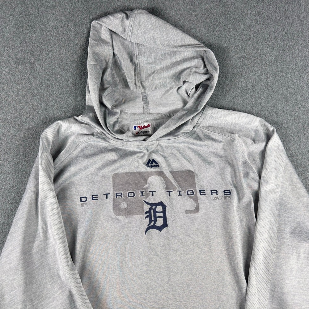 Detroit Tigers Majestic MLB Hoodie XL Gray Authentic Collection Pullover